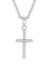 superb little silver shiny cross childrens necklace